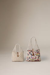 DANCING HAND WOVEN VERTICAL TOTE - WHITE