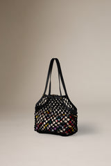 DANCING HAND WOVEN HORIZONTAL TOTE - BLACK