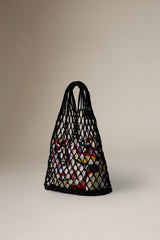 DANCING HAND WOVEN VERTICAL TOTE - BLACK