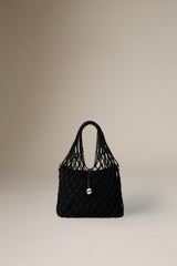 DANCING HAND WOVEN VERTICAL TOTE - BLACK