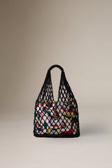 DANCING HAND WOVEN VERTICAL TOTE - BLACK