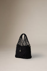 DANCING HAND WOVEN VERTICAL TOTE - BLACK