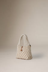 DANCING HAND WOVEN VERTICAL TOTE - WHITE