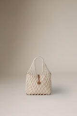 DANCING HAND WOVEN VERTICAL TOTE - WHITE