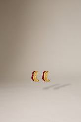 DANCING ENAMEL EARRINGS - RED GOLD