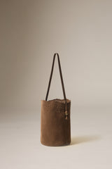 MARIA SUEDE BUCKET BAG - M - DARK CHOC